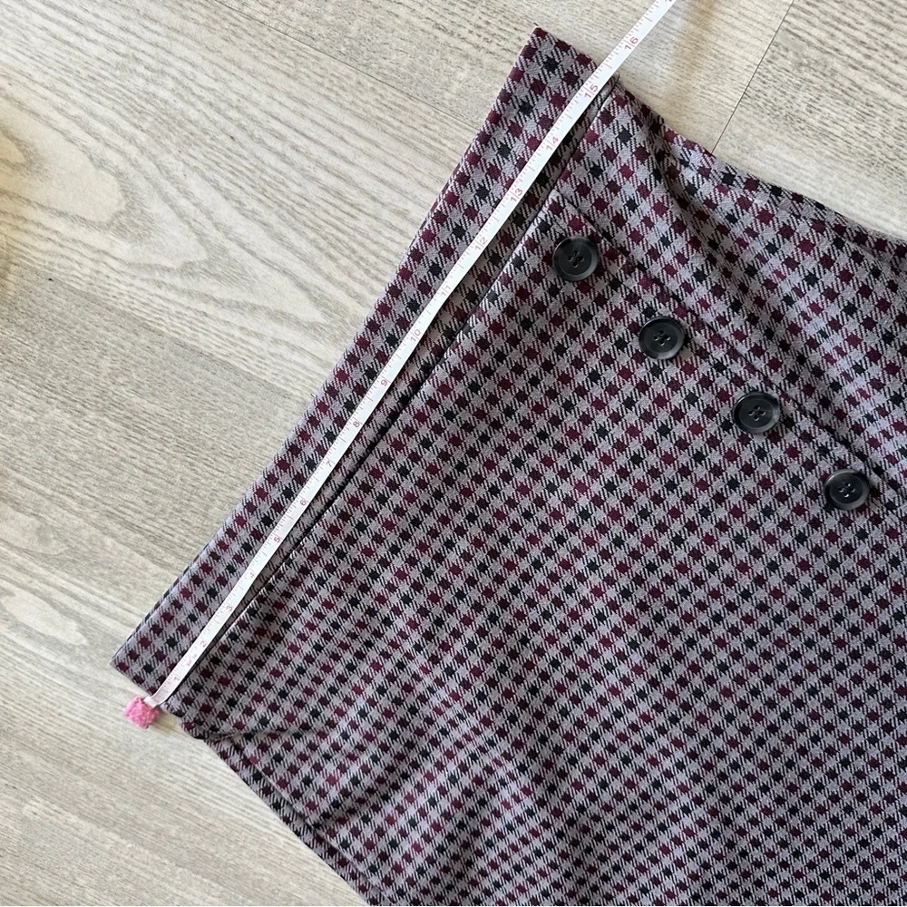 Sanctuary Gray and Red Plaid Stretch Pencil Skirt